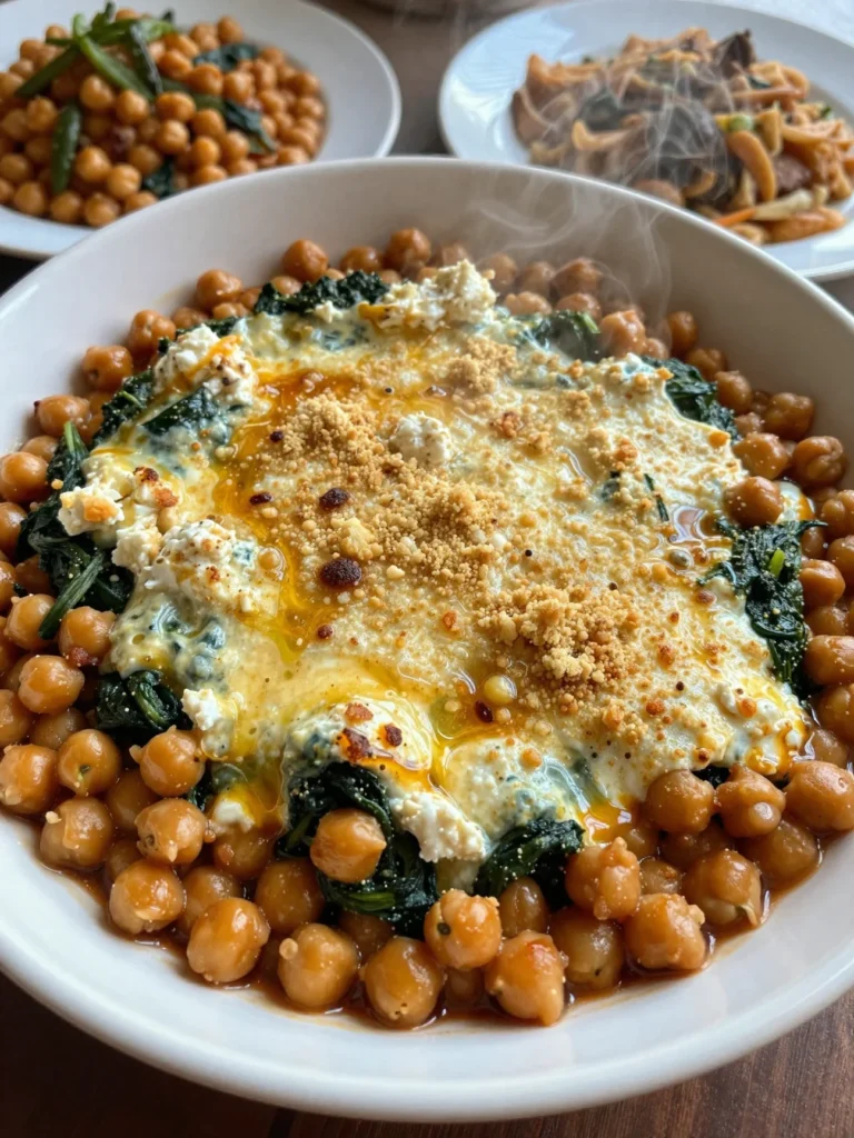 Chickpea Spinach Feta Casserole