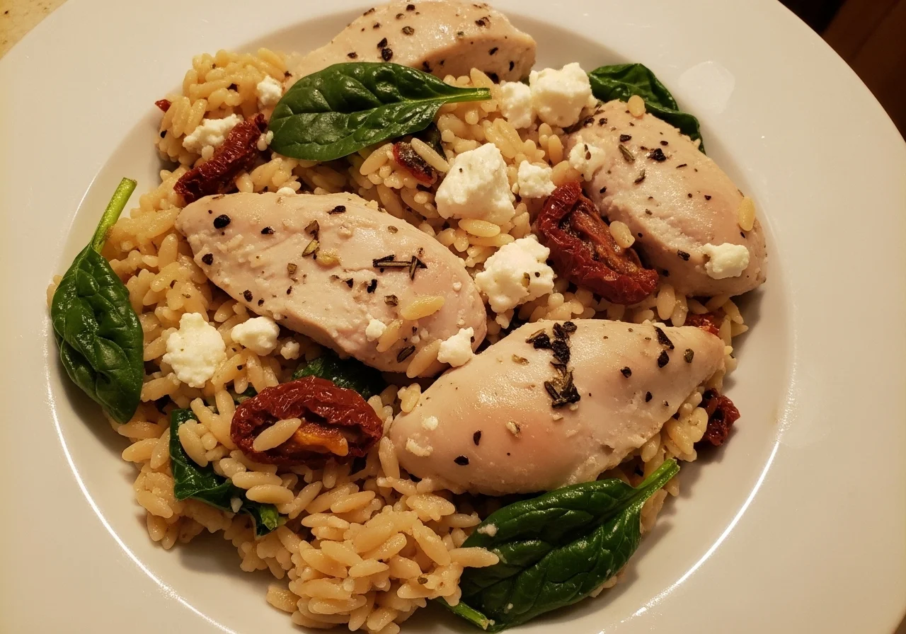 Greek Chicken Orzo Casserole