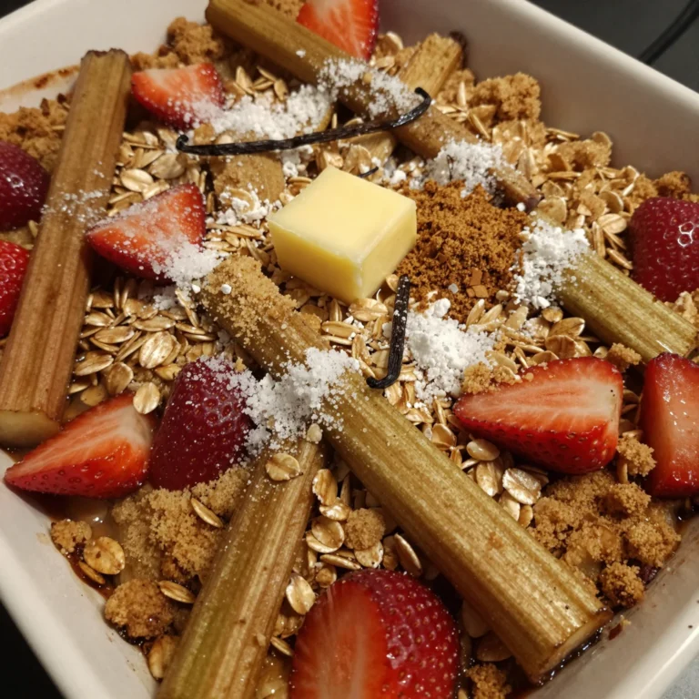 Rhubarb Strawberry Crisp Casserole