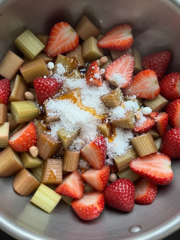 Rhubarb Strawberry Crisp Casserole