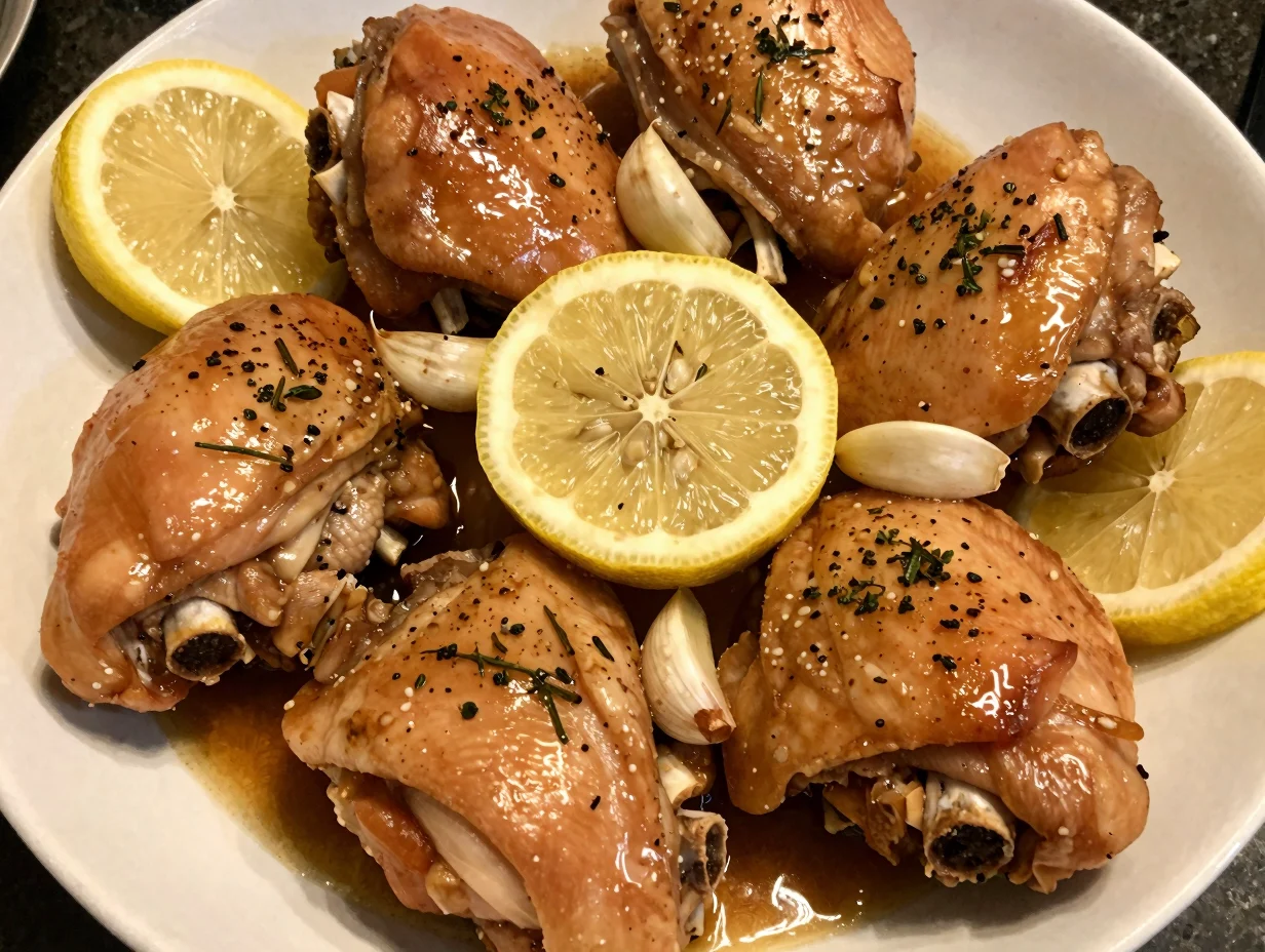 One Pan Lemon Garlic Chicken Thighs