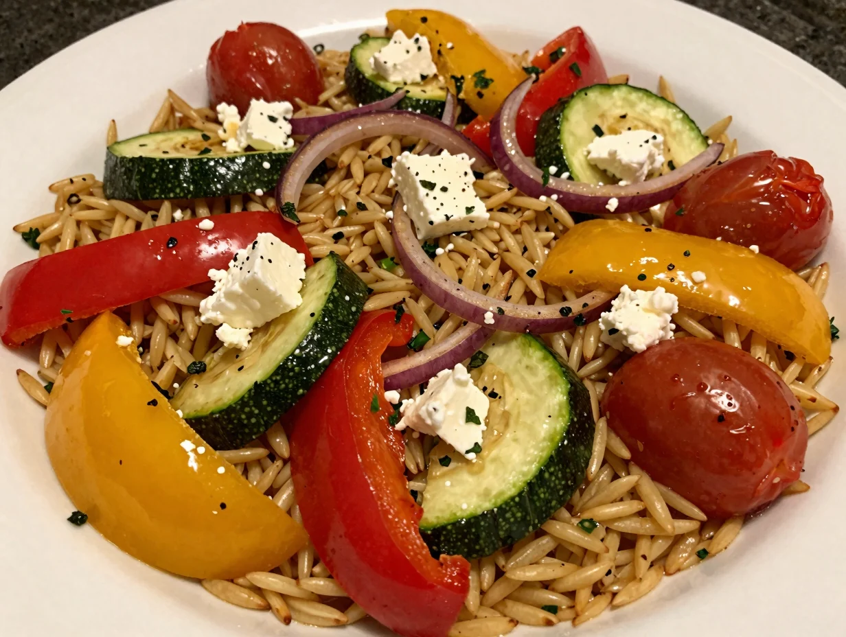 Baked Orzo with Roasted Veggies