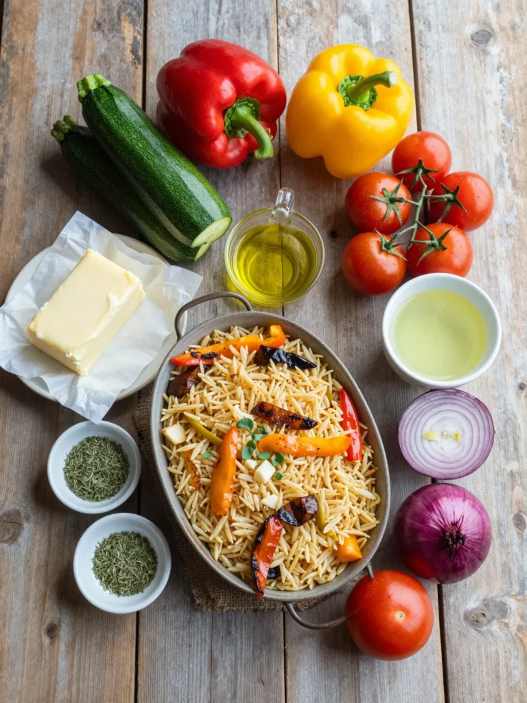 Baked Orzo with Roasted Veggies