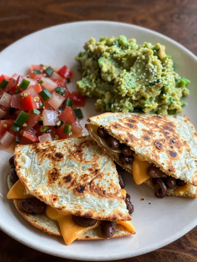 One Pan Bean and Cheese Quesadillas