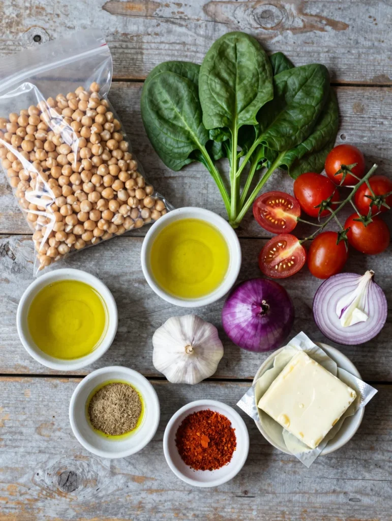 One Pan Spinach Chickpea Bake